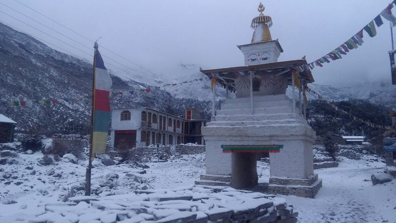 सोलुखुम्बुमा हिमपात, खुम्जुङको तापक्रम माइनस ११ डिग्री 