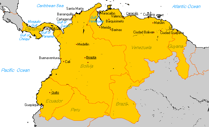 कोलम्बिया साम्राज्यबाट इक्वेडर र भेनेजुयला छुट्टिए