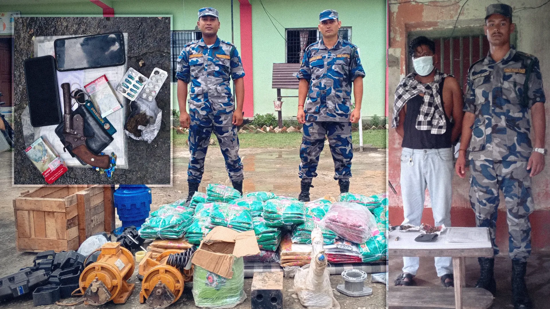 Armed Police Force Arrests Man With Pistol and Seizes Contraband