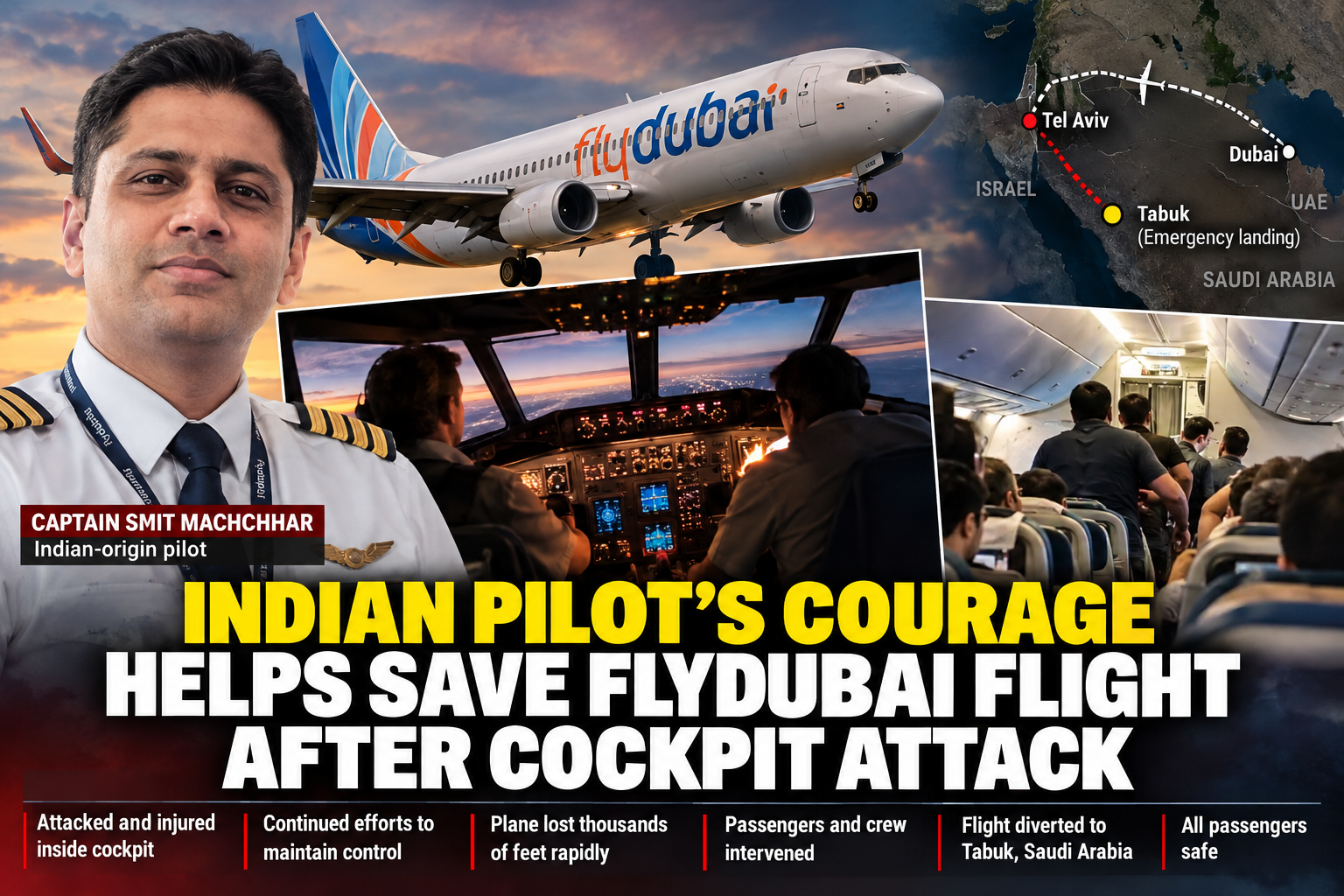 Indian Pilot’s Courage Under Fire: Injured Captain Helps Save Flydubai Flight After Cockpit Attack