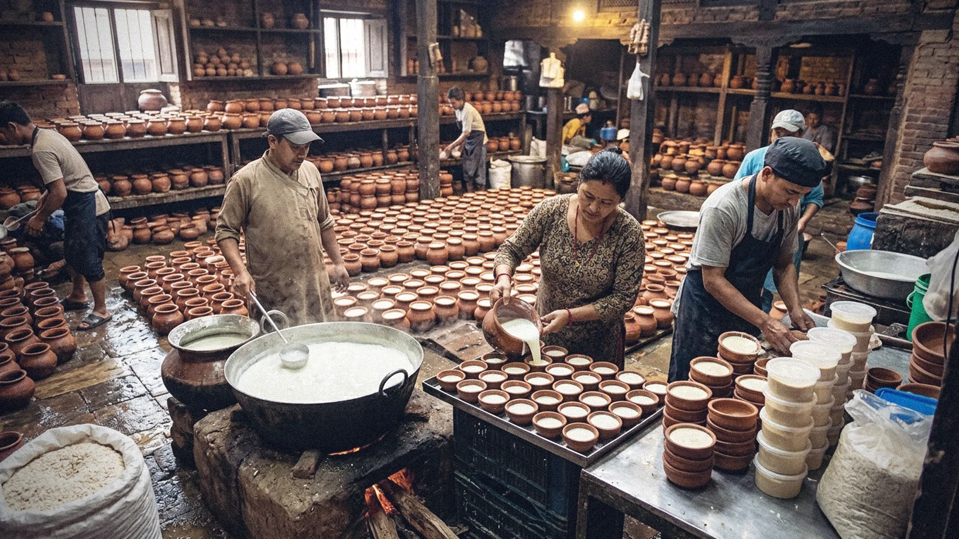 Bhaktapur Dairy Businesses Experience Massive Surge Facing Peak Juju Dhau Demand