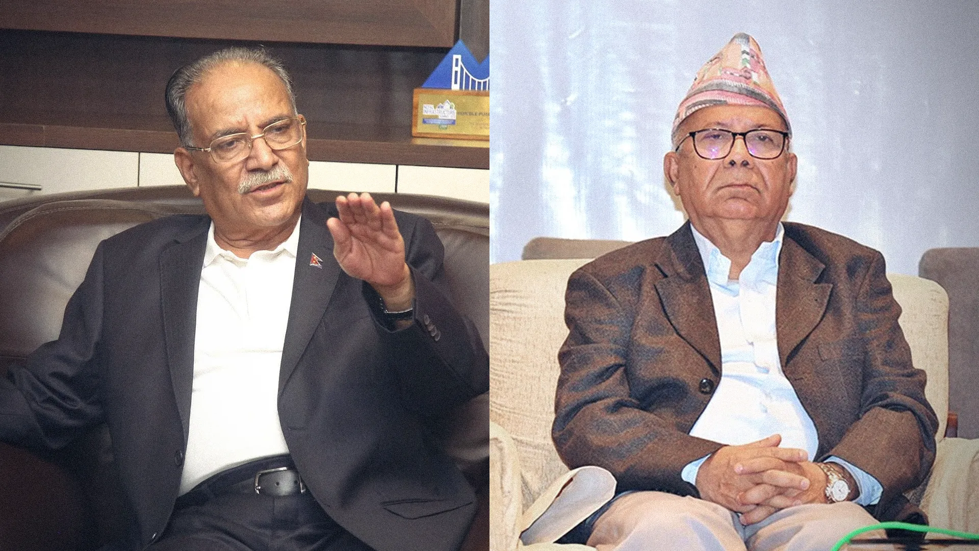 Prachanda Meets Madhav Nepal at His Residence to Discuss Provincial Government Power-Sharing