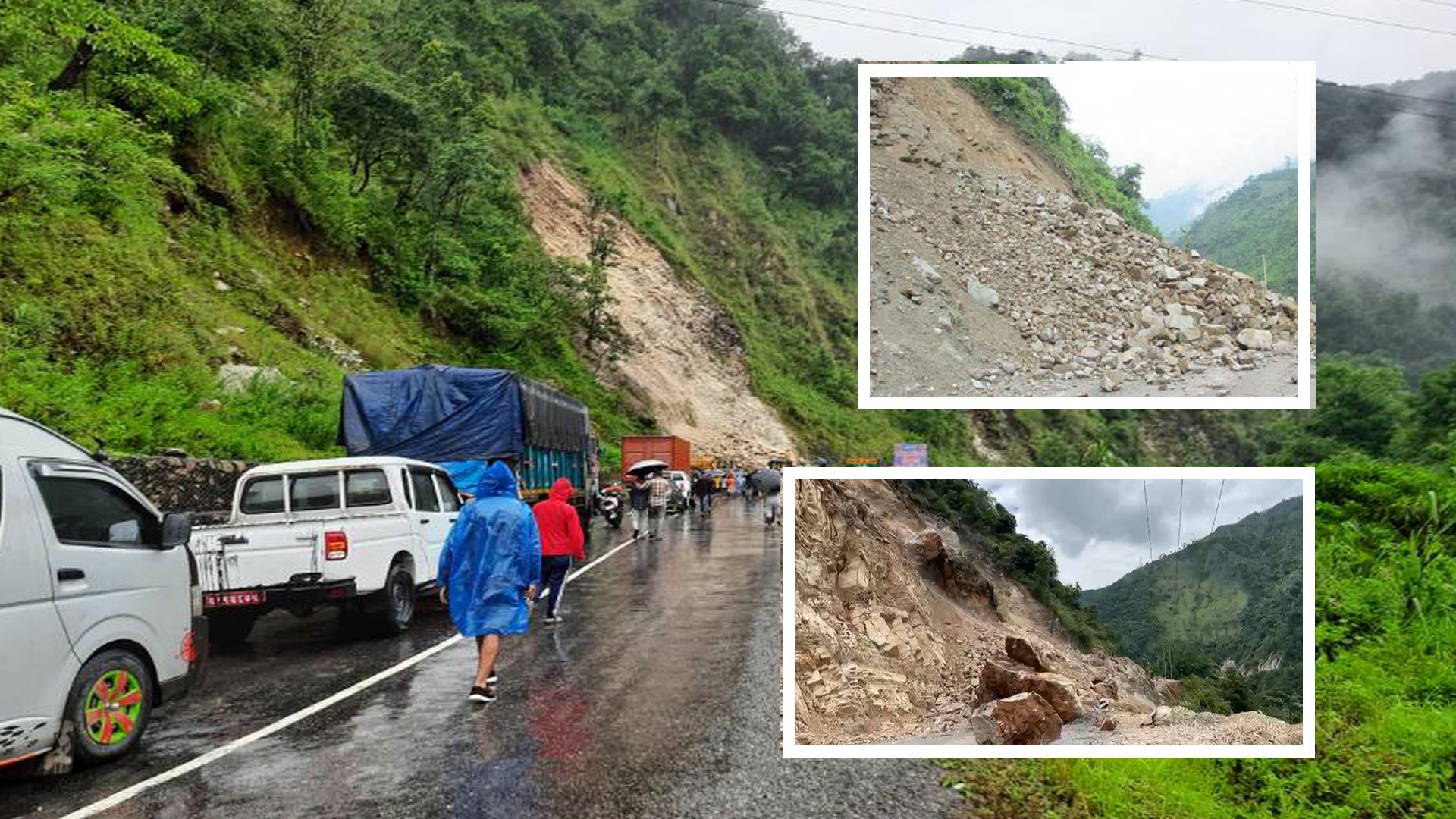 "सिन्धुलीमा पहिरोले मध्यपहाडी लोकमार्ग अवरुद्ध, सवारी साधन रोकिए"