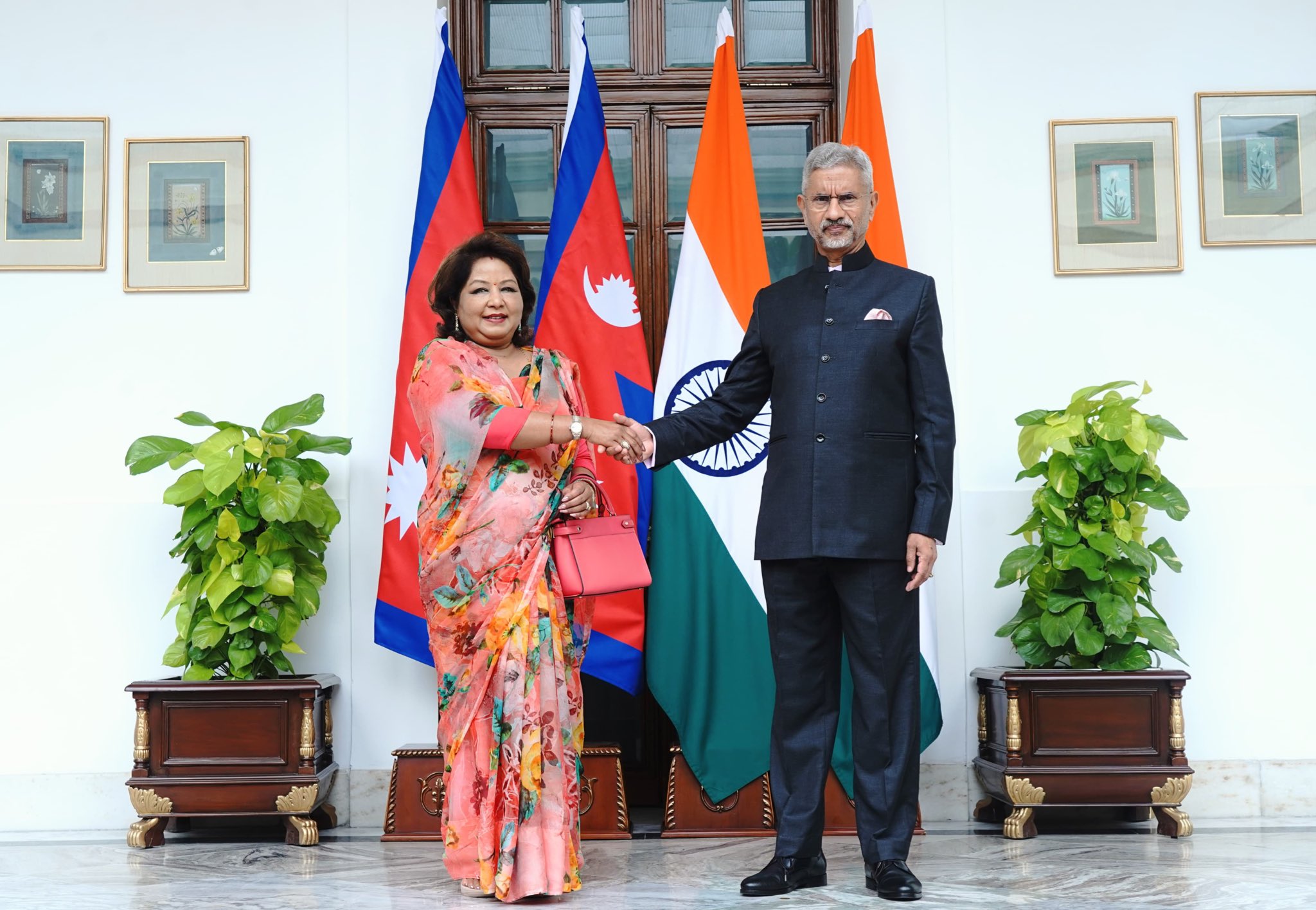 Foreign Minister Arzu Rana Deuba Meets Indian Foreign Minister S. Jaishankar