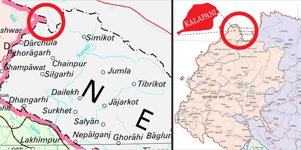 लिपुलेकसहितको विवादास्पद कालापानी क्षेत्र भारतको नयाँ नक्सामा